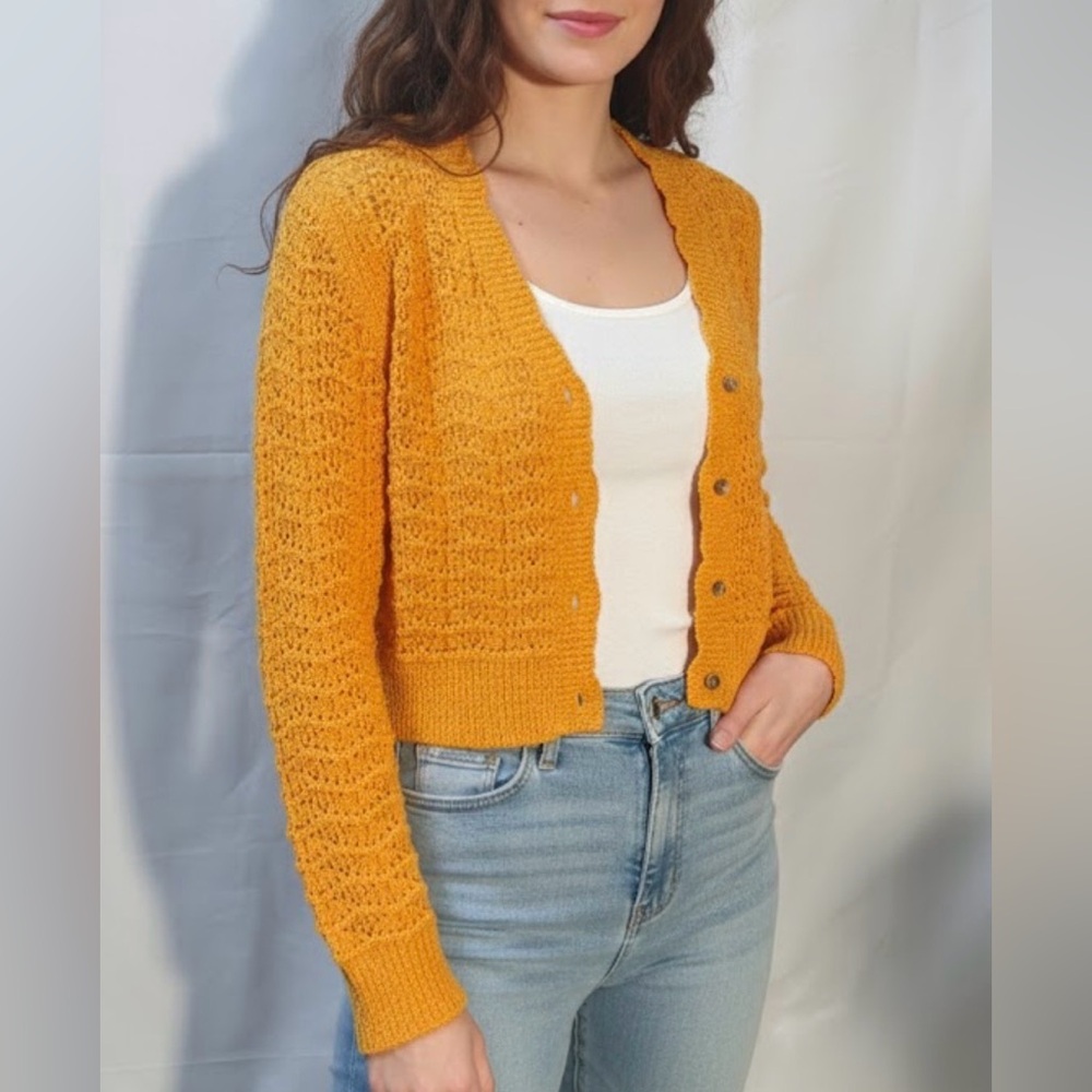 Lush Golden Cardigan Knit Sweater| Nordstrom